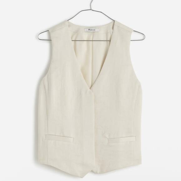 Madewell Cream Vest & Satin Pull-On Pants Set NWT Size 10 / L Cake Batter - Picture 7 of 12